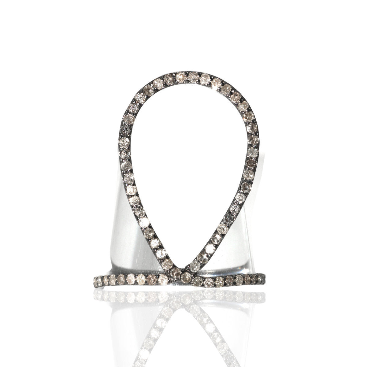 Diamond and Silver Black Rhodium Finish Ring.