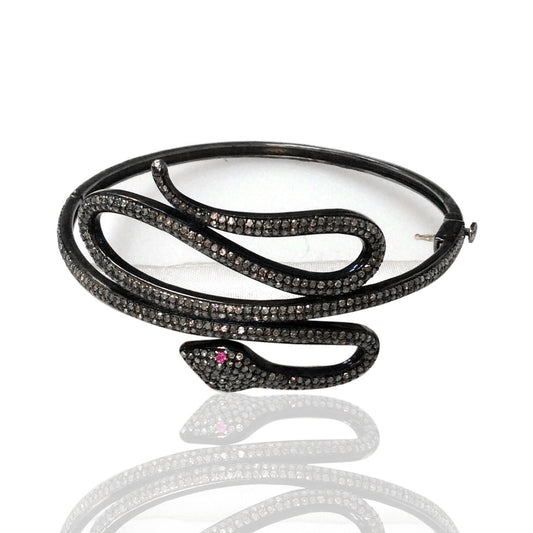Diamond and Silver Ruby Stone Black Rhodium Finish Bracelets