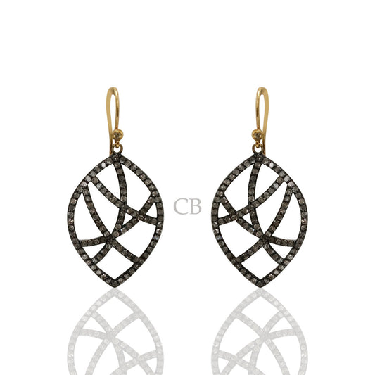 Diamond and Silver Black Rhodium Finish Earring