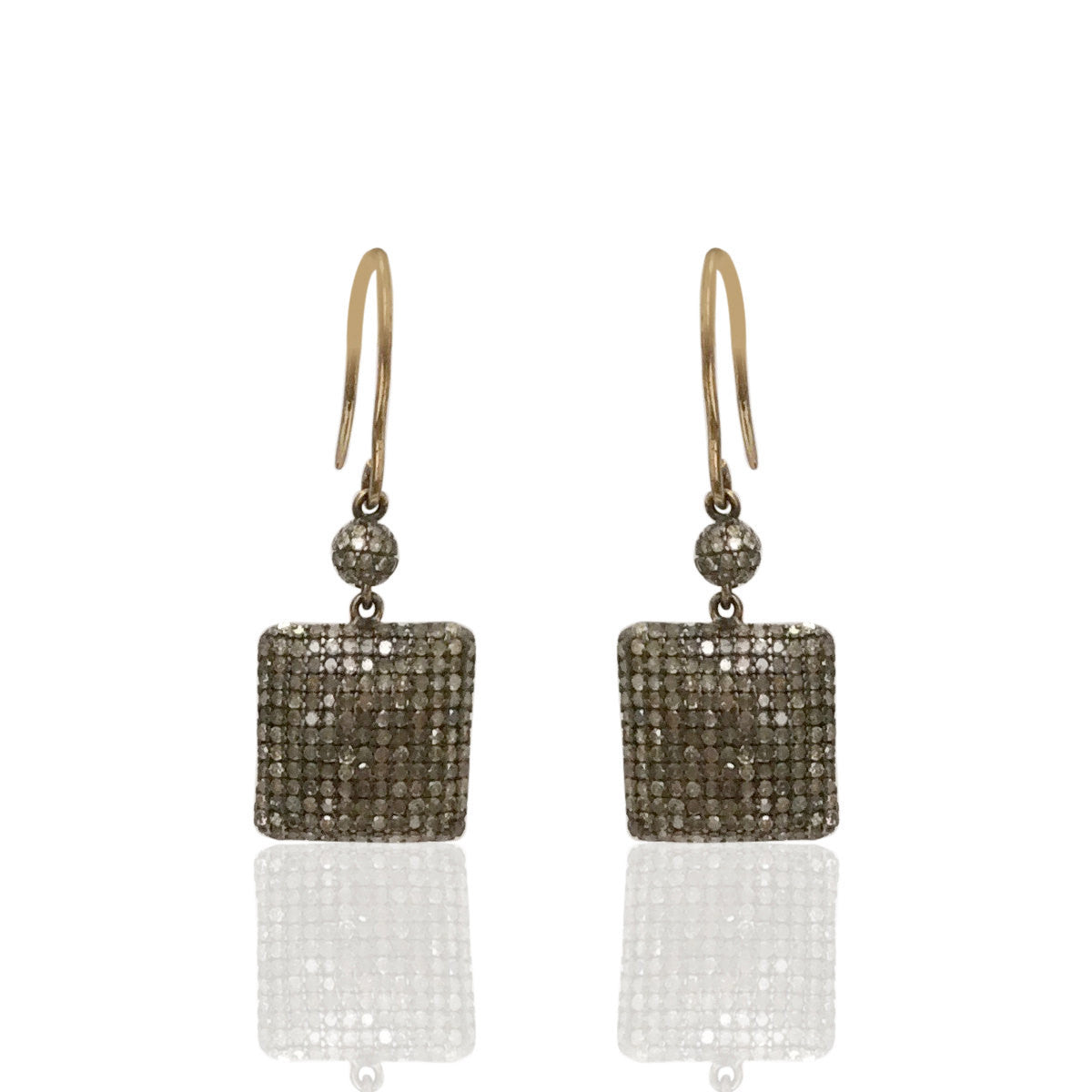 Diamond and Silver Black Rhodium Finish Earrings
