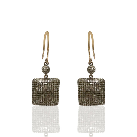 Diamond and Silver Black Rhodium Finish Earrings