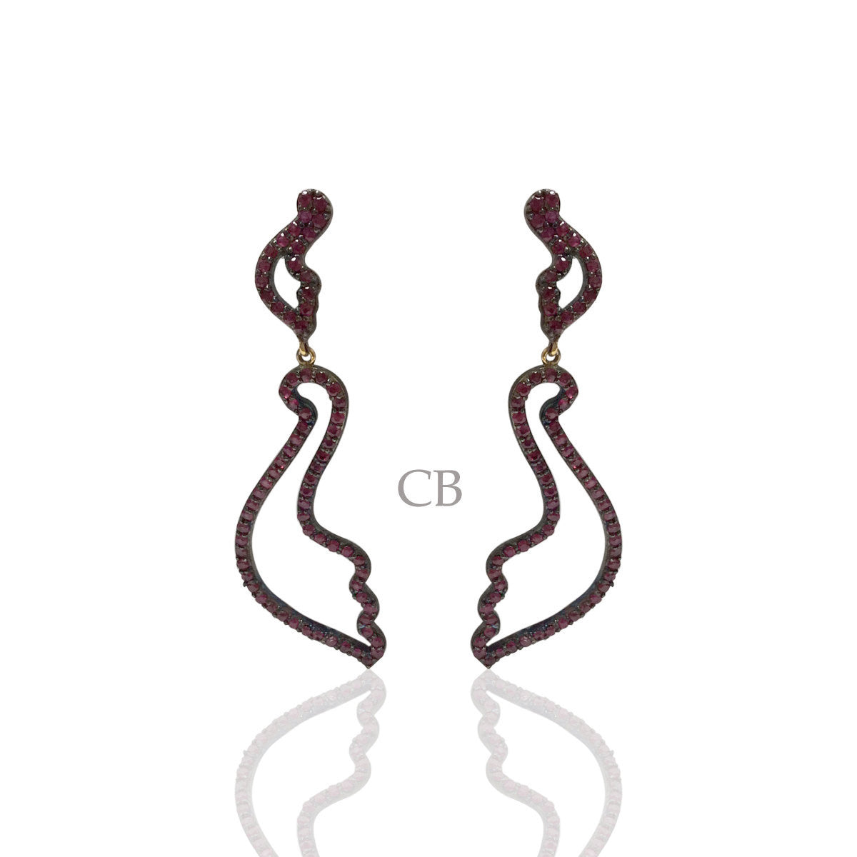 Ruby Silver Black Rhodium Finish Earrings