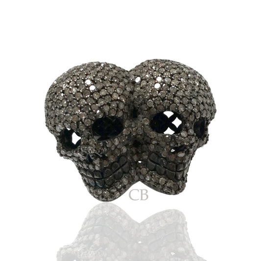 Diamond and Silver Black Rhodium Finish Rings