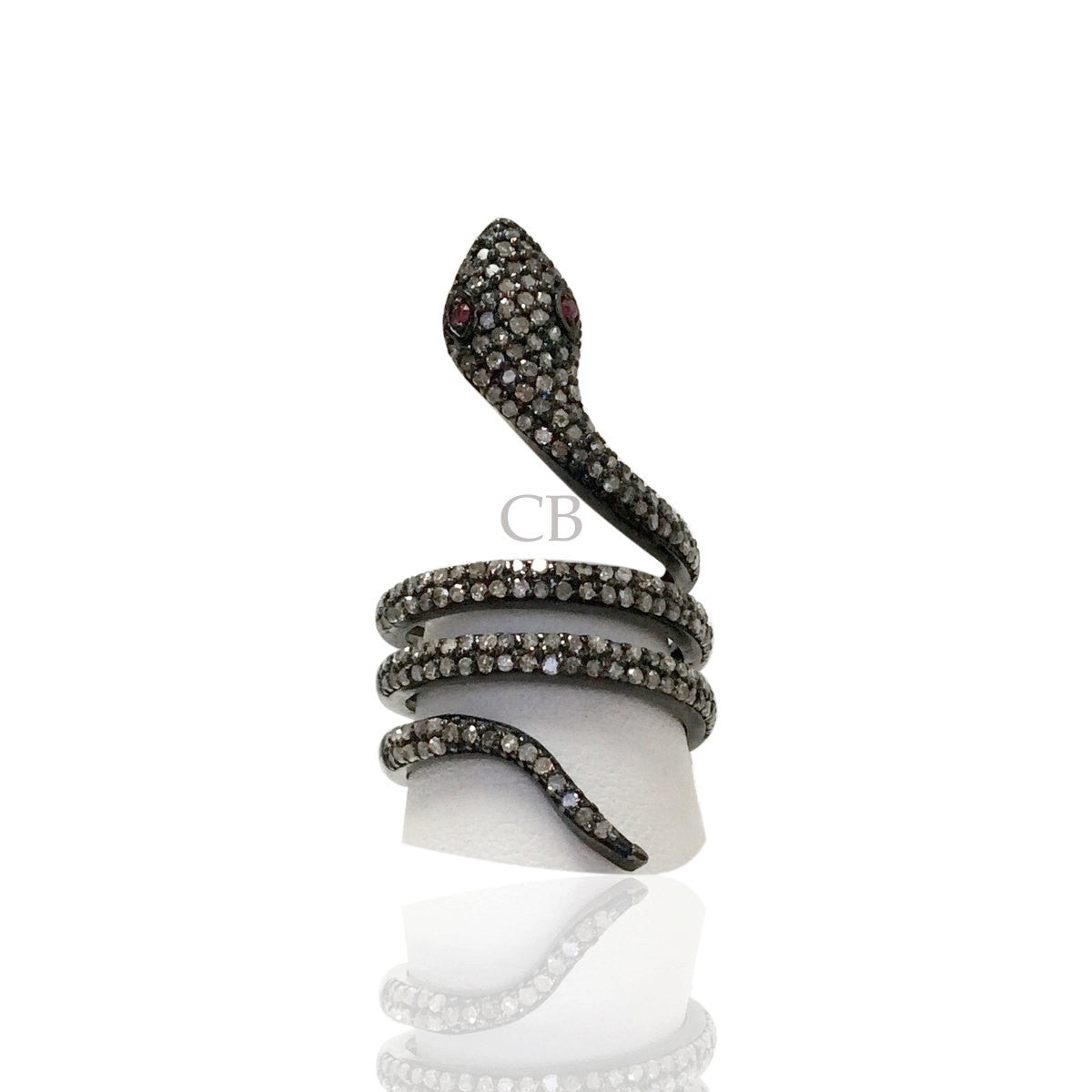 Diamond and Silver Black Rhodium Finish Ring