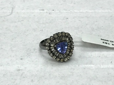 Triangle Shape Diamond Ring with Tanzanite Stone