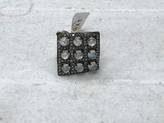 Rhombus Diamond Ring with Opal Stones