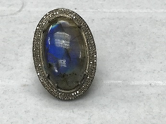 Oval Shape Labradorite Diamond Ring