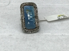 Rectangle Diamond Ring with Gemstone