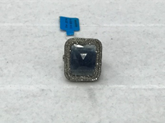 Rectangle Diamond Ring with Gemstone