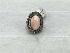 Pink Opal Oval Shape Diamond Ring
