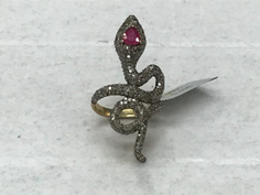 Snake shape with Ruby Stone Diamond Ring