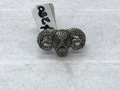 Bull Head with Ruby Eyes Diamond Ring