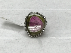 Water Melon Tourmaline, Bio colour Tourmaline Diamond Ring