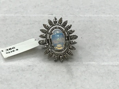 Sunburst Diamond Ring with Opal Stone