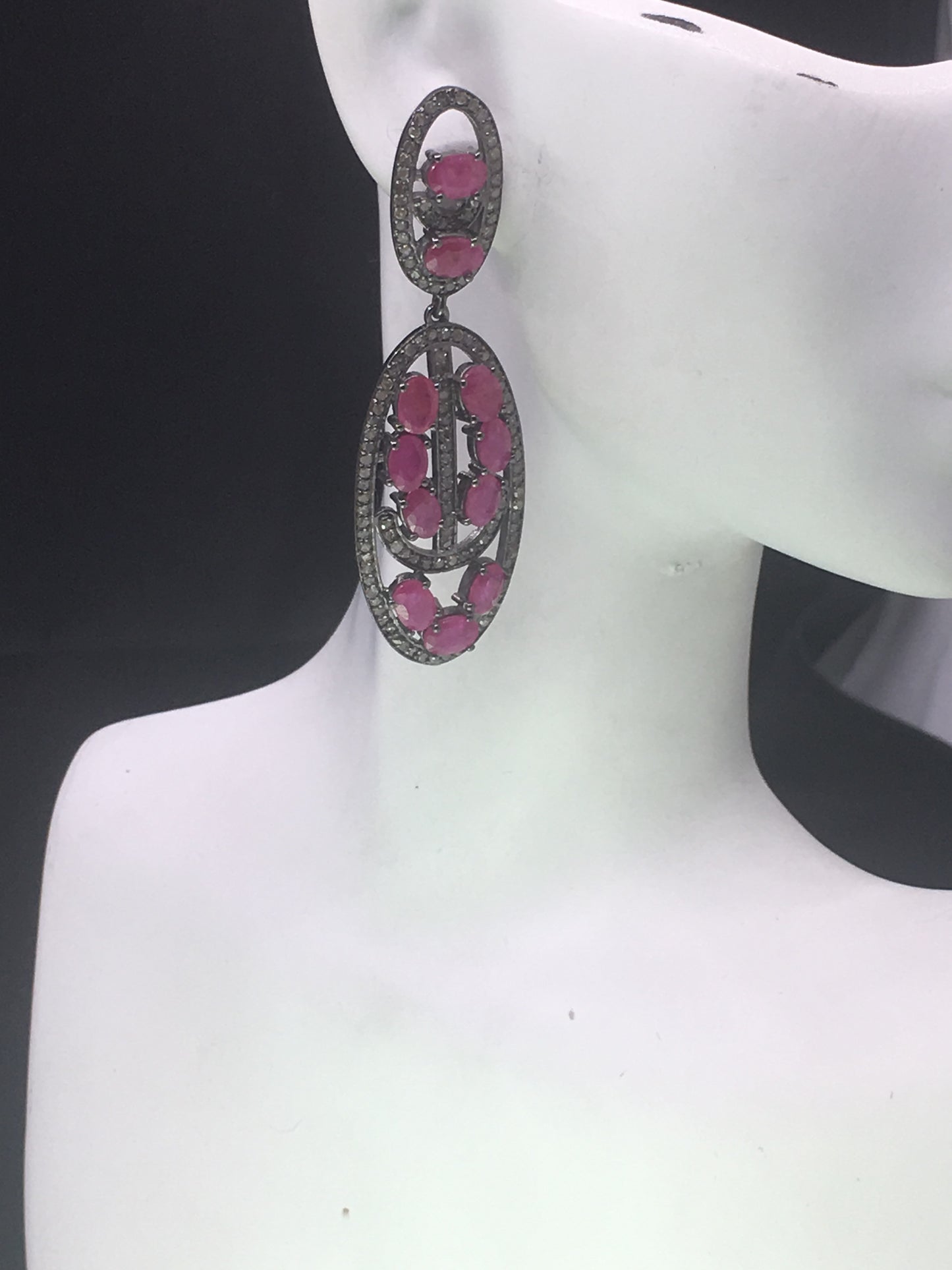 Oval Shape Art Deco Diamond Earrings,
