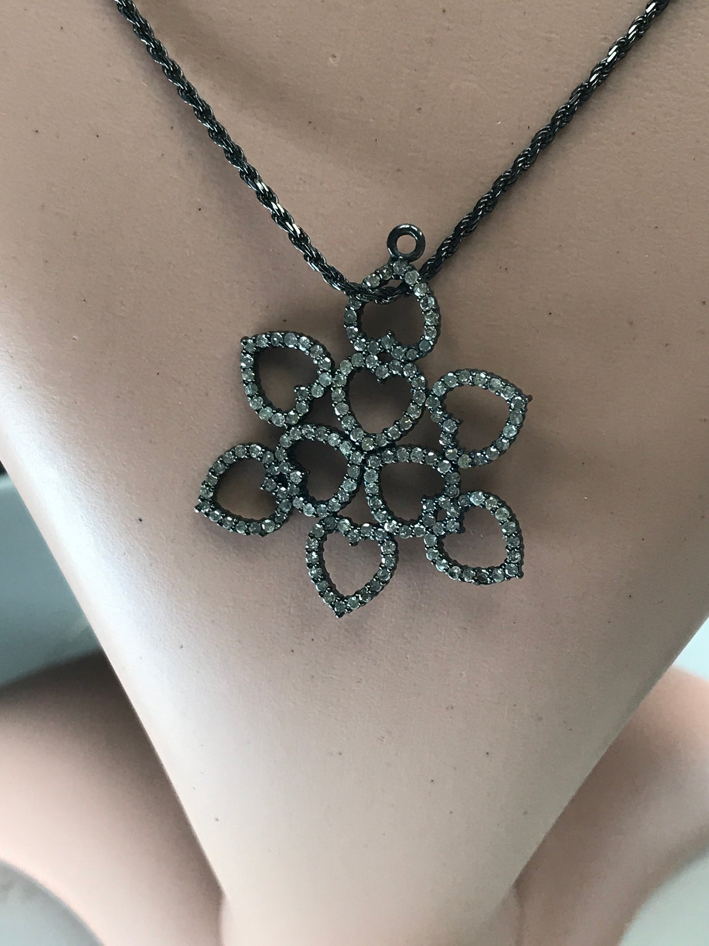 Mulitple Hearts Connected Diamond Pendants