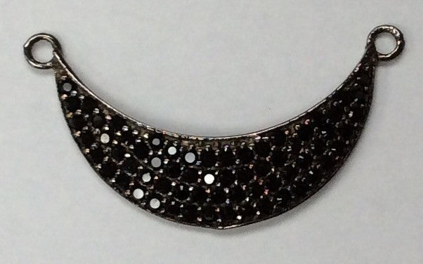 Moon Shaped Black Spinel Charm