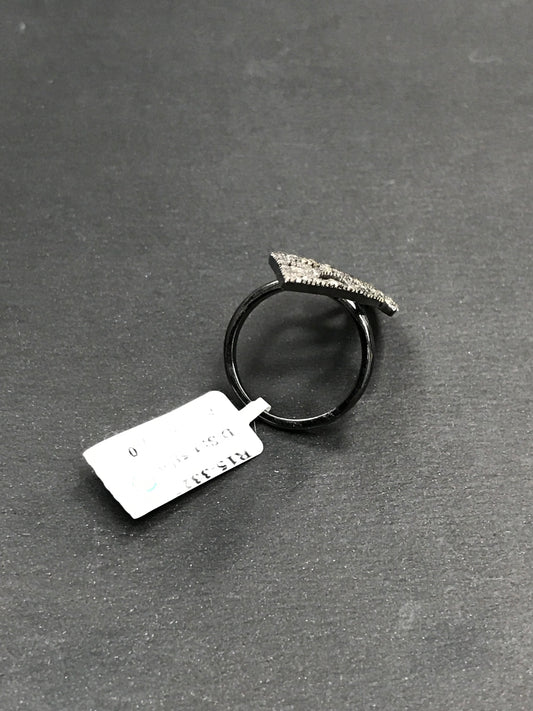 Leaf Pave Diamond Ring .925 Oxidized Sterling Silver Diamond Ring, Genuine handmade pave diamond Ring Size Approx 1.88"(17 x 47 MM)