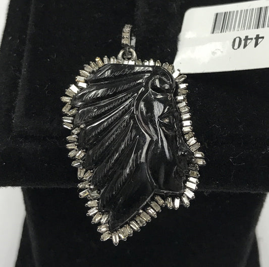 Tourmaline Carvings and Diamond Pendant