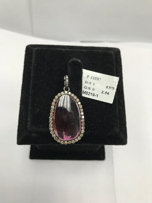 Tourmaline and Diamond Pendant