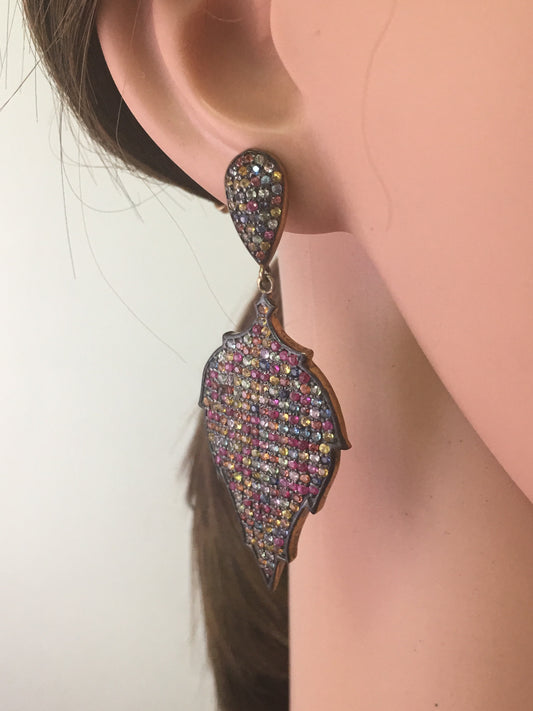 Diamond sapphire Earrings,