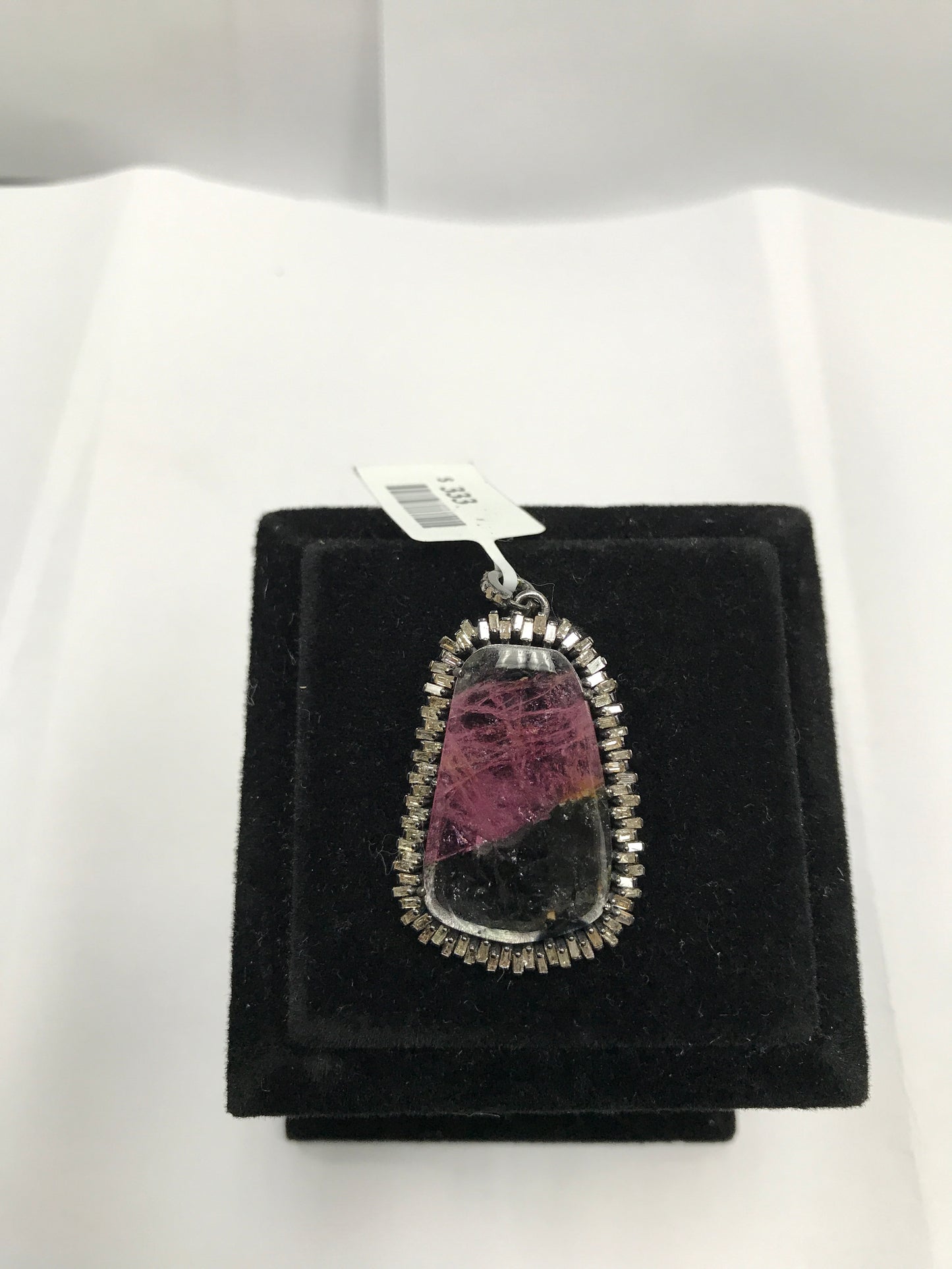 Watermelon Tourmaline Diamond Pendant