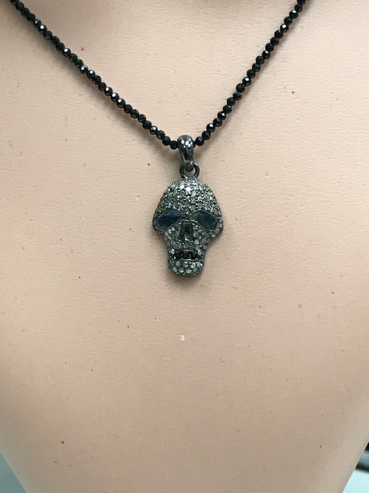 Diamond Pendant .925 Oxidized Sterling Silver Diamond Pendant, Genuine handmade pave diamond Pendant Size 0.80"(14 x 20 mm)