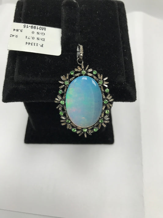 Opal and Diamond Pendant