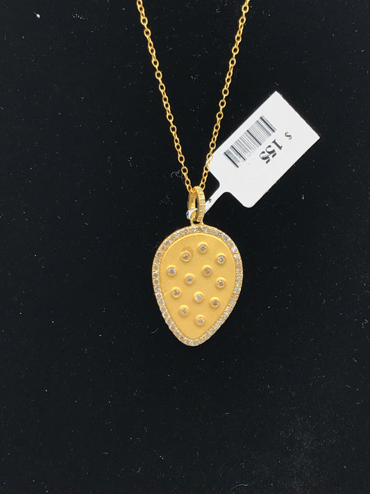 Pear Shape Diamond Pendant .925 Oxidized Sterling Silver Diamond Pendant