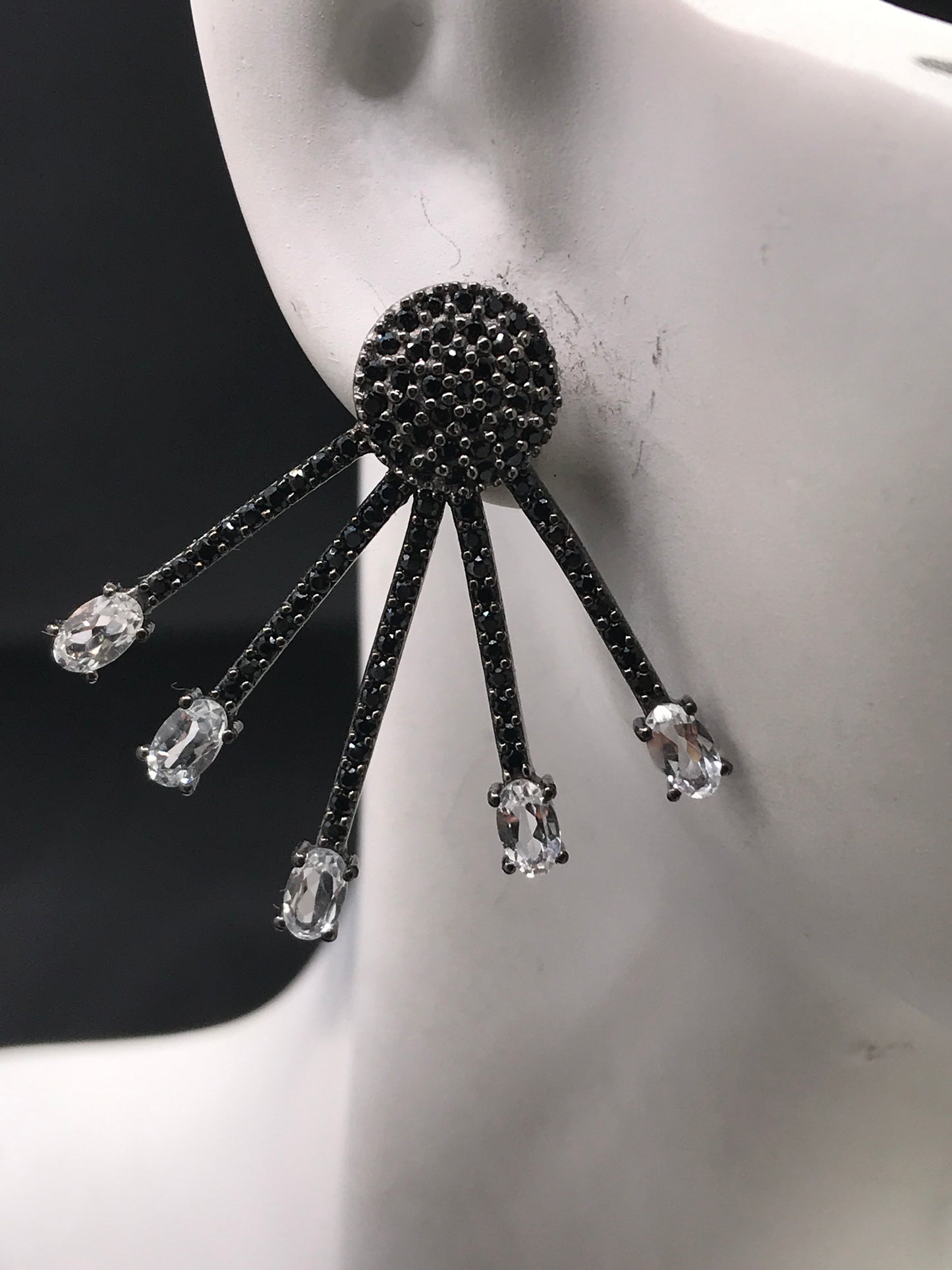 Black Spinel Moonstone Earring