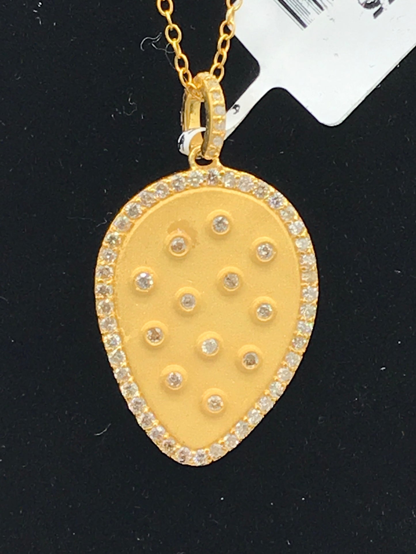 Pear Shape Diamond Pendant .925 Oxidized Sterling Silver Diamond Pendant