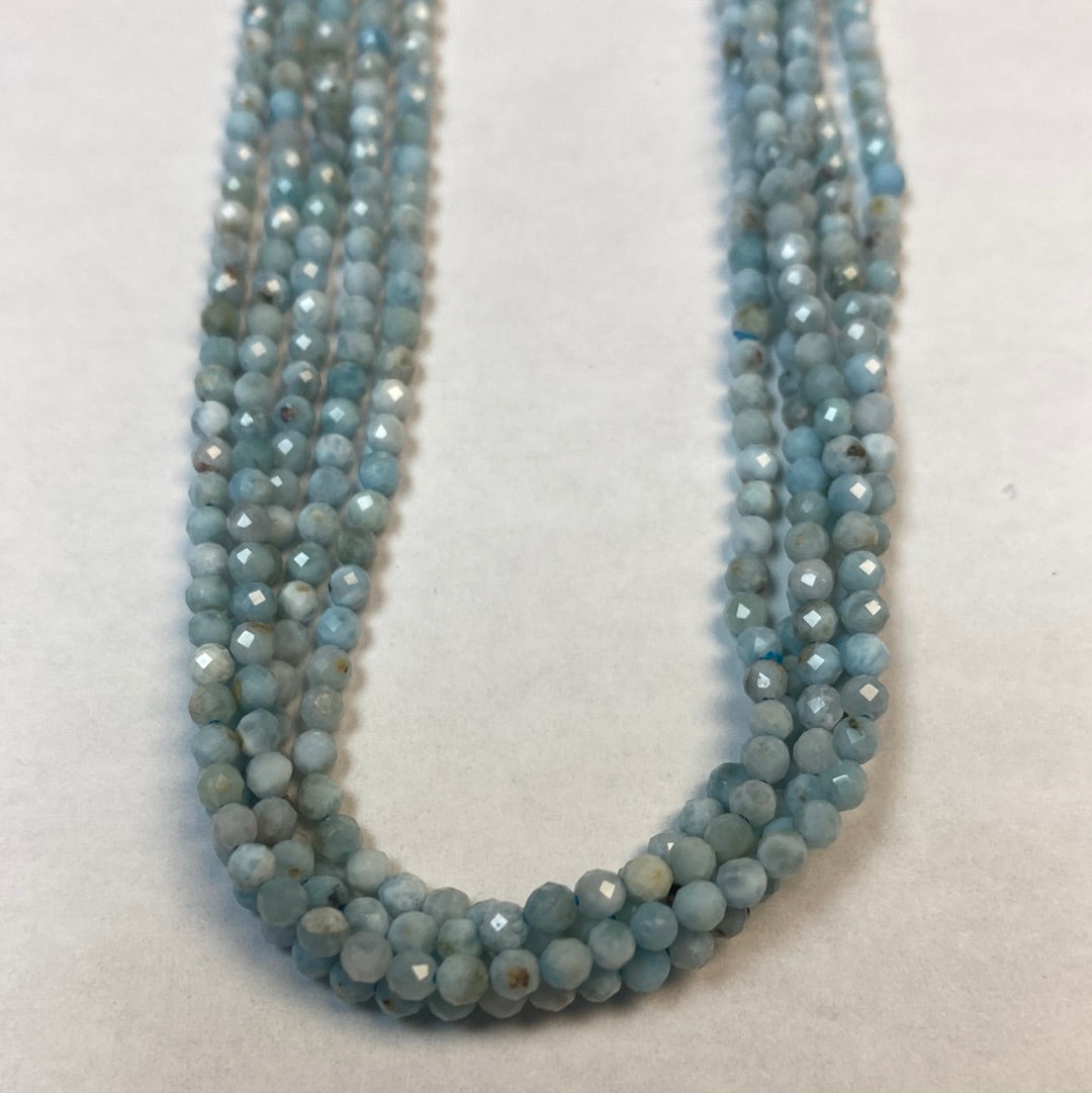 LARIMAR BEADS ROUND FACETED 3 mm