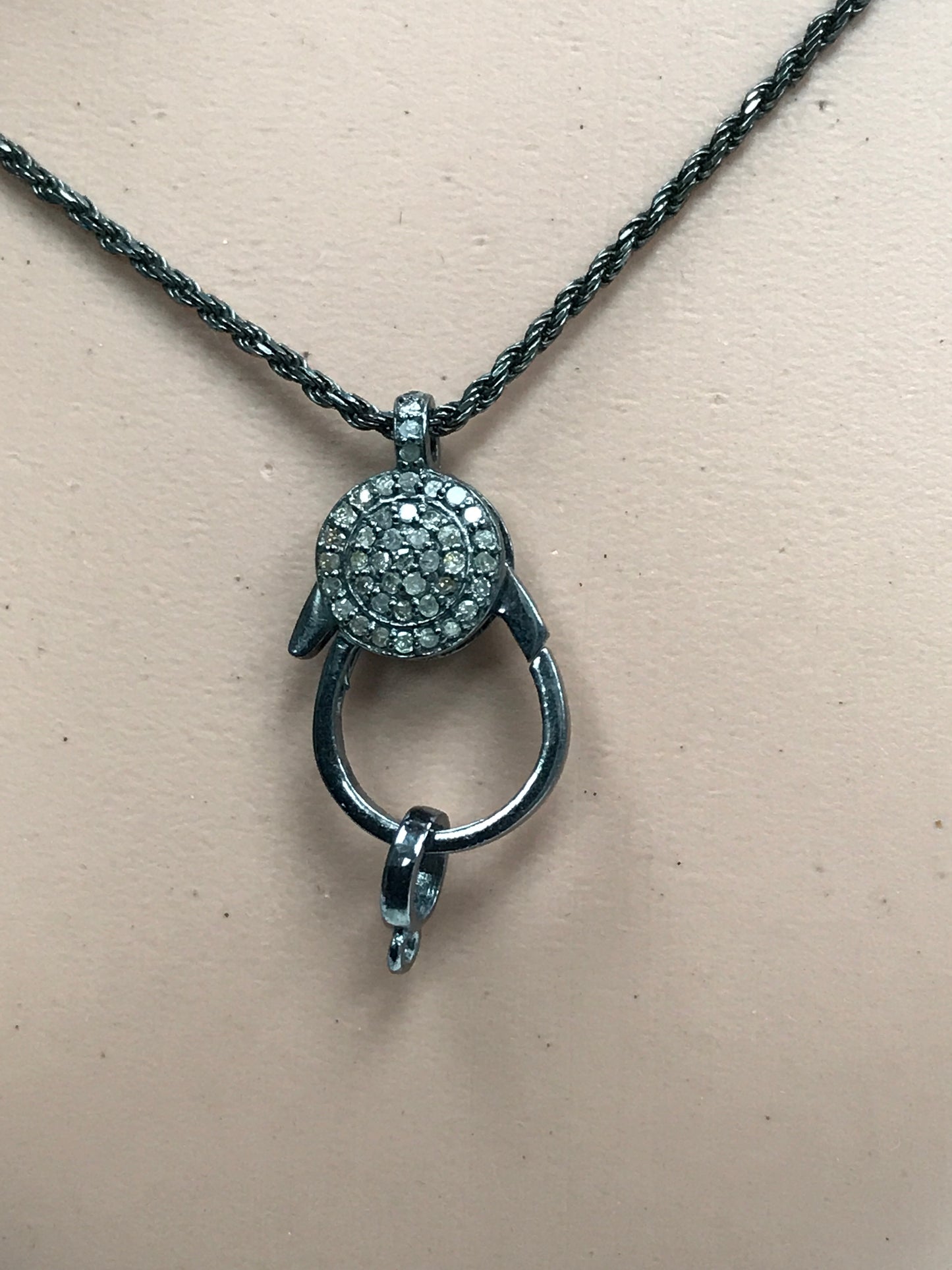 Diamond Clasps .925 Oxidized Sterling Silver Diamond Clasps, Genuine handmade pave diamond Clasps Size Approx 1.04"(13 x 26 MM)