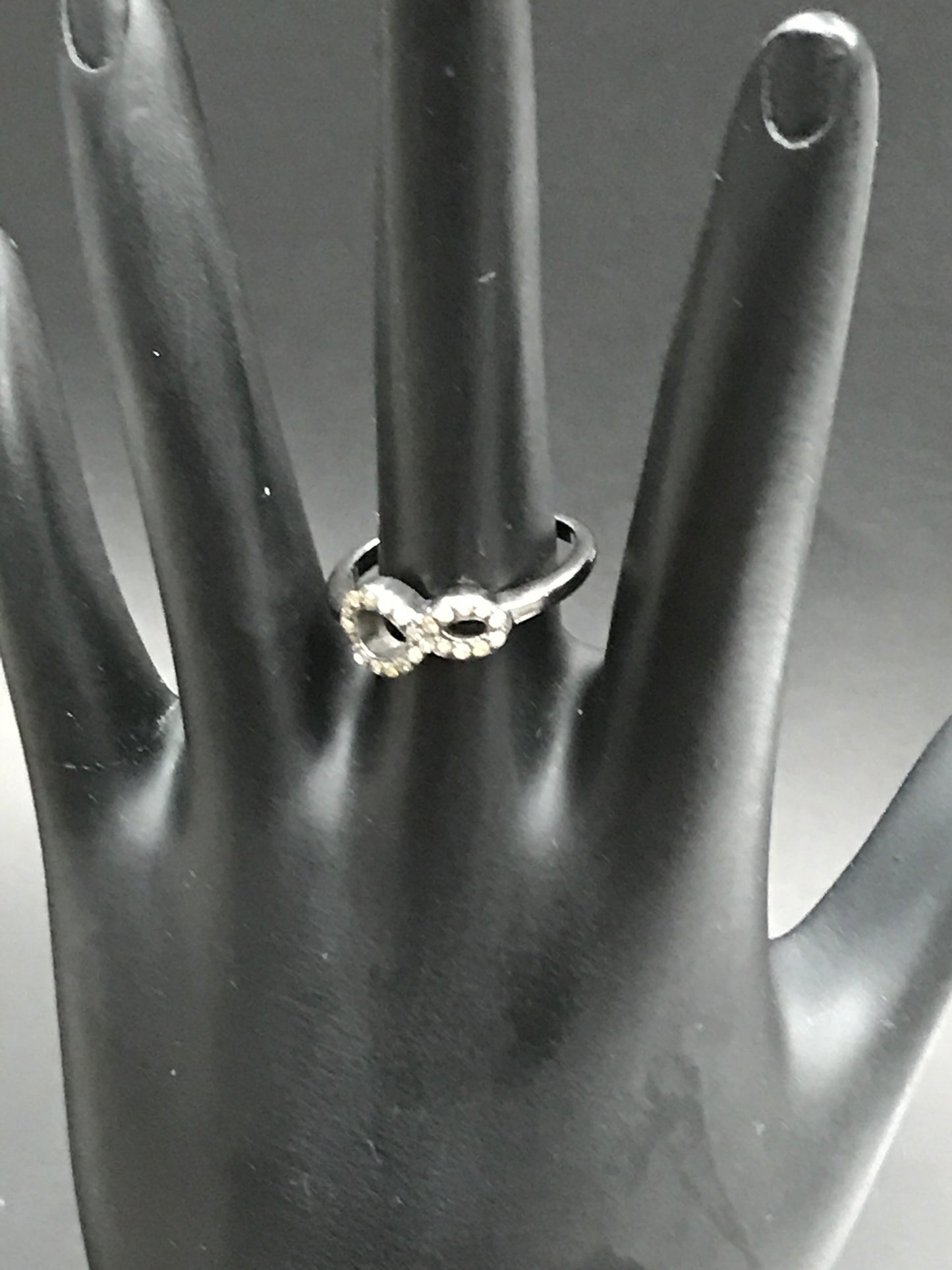Figure Eight Pave Diamond Ring .925 Oxidized Sterling Silver Diamond Ring, Genuine handmade pave diamond Ring .