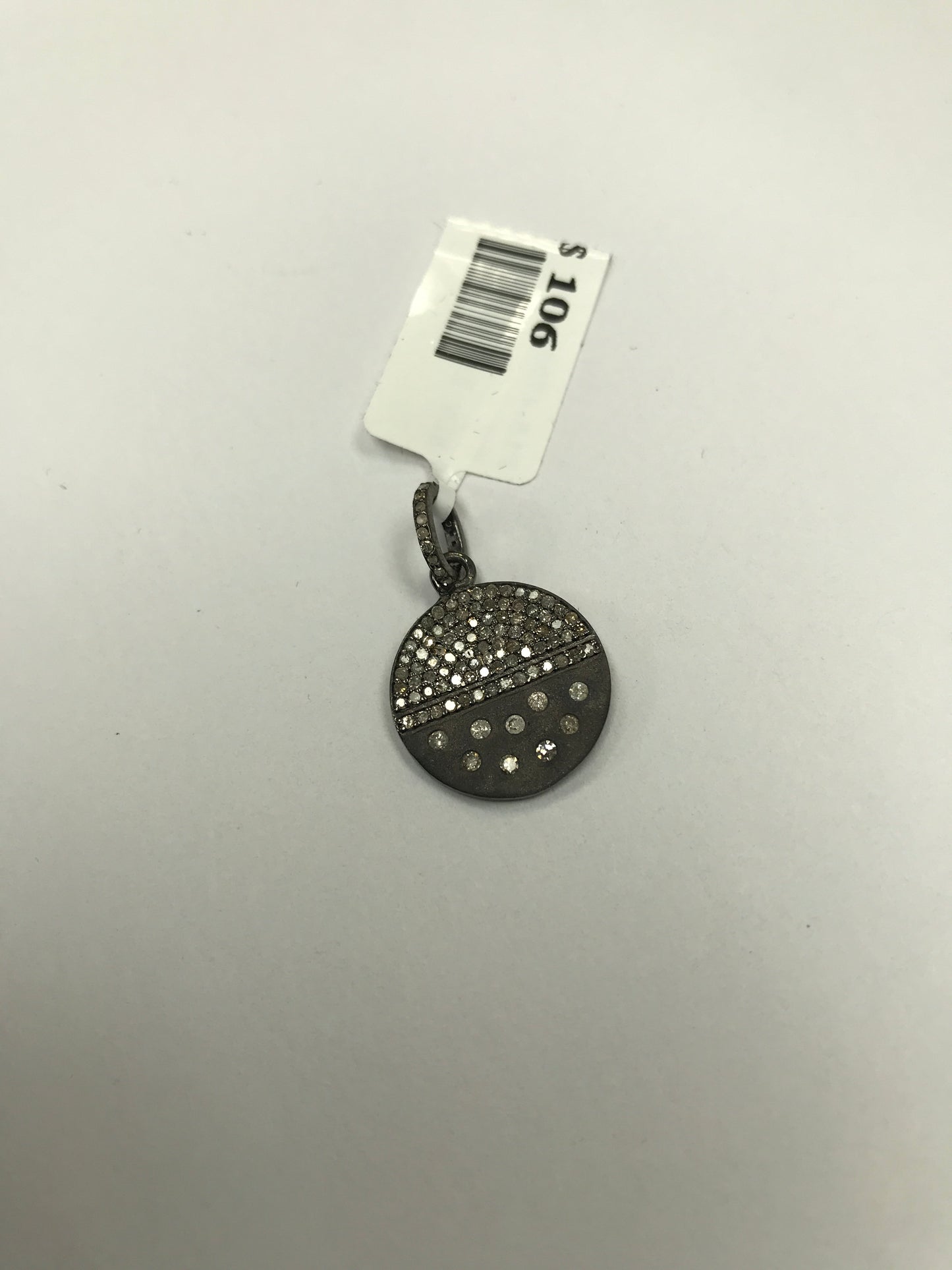 Round Shape Silver Pave Diamond Pendant