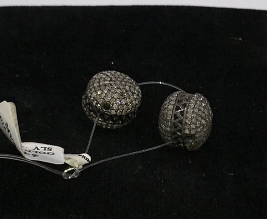 Round Pave Diamond Beads