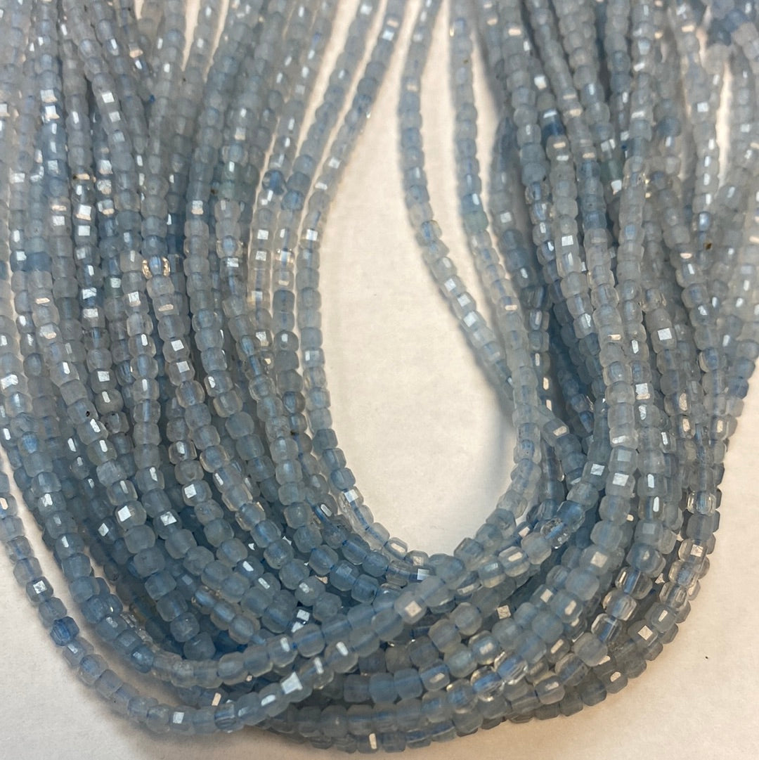 Aqumarine Faceted Square, Aqumarine faceted box, faceted cube