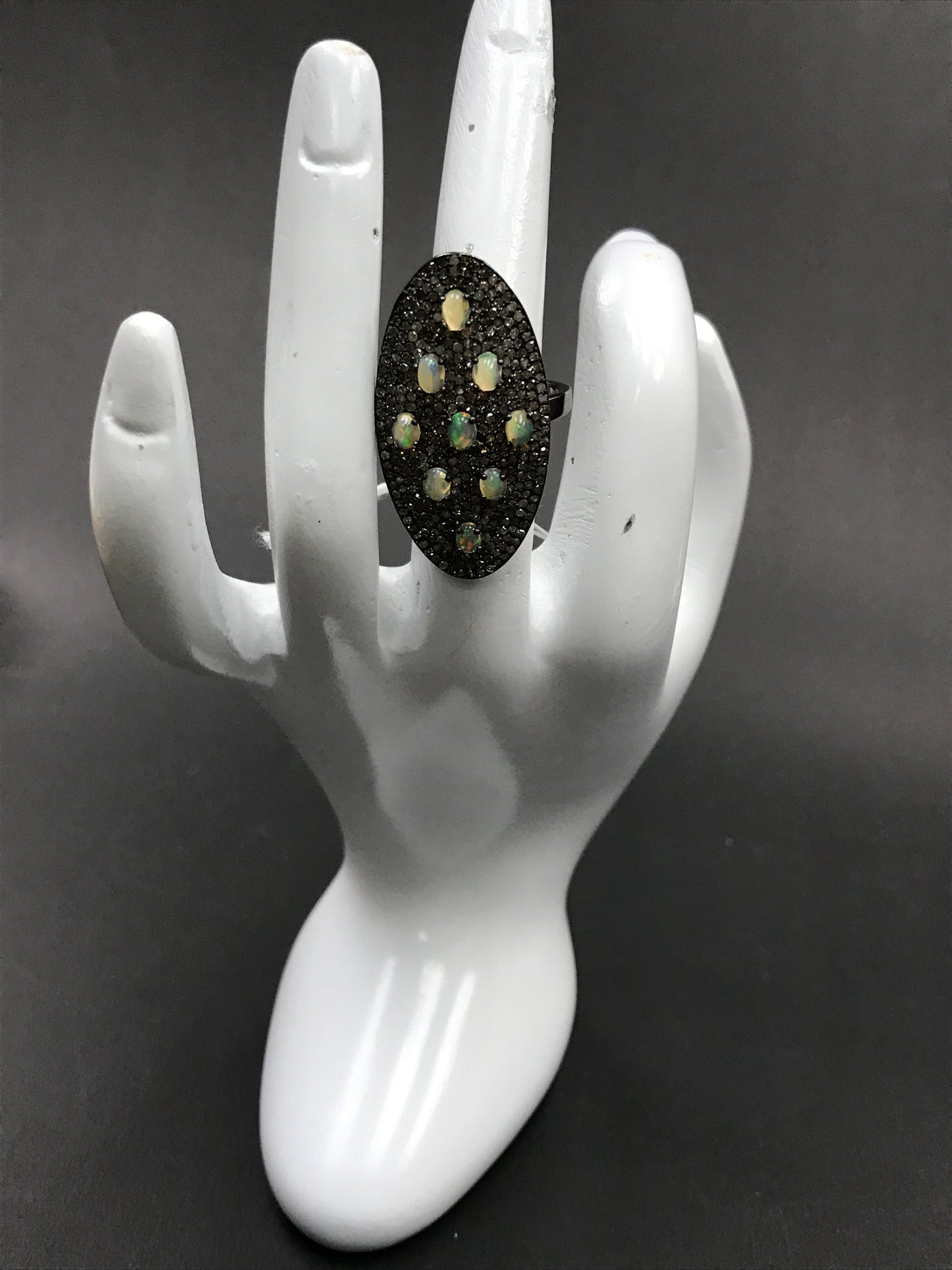 Oval Shape Diamond Ring with Opal Stone