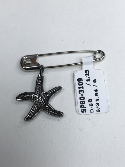Star Fish Black Spinel Charm