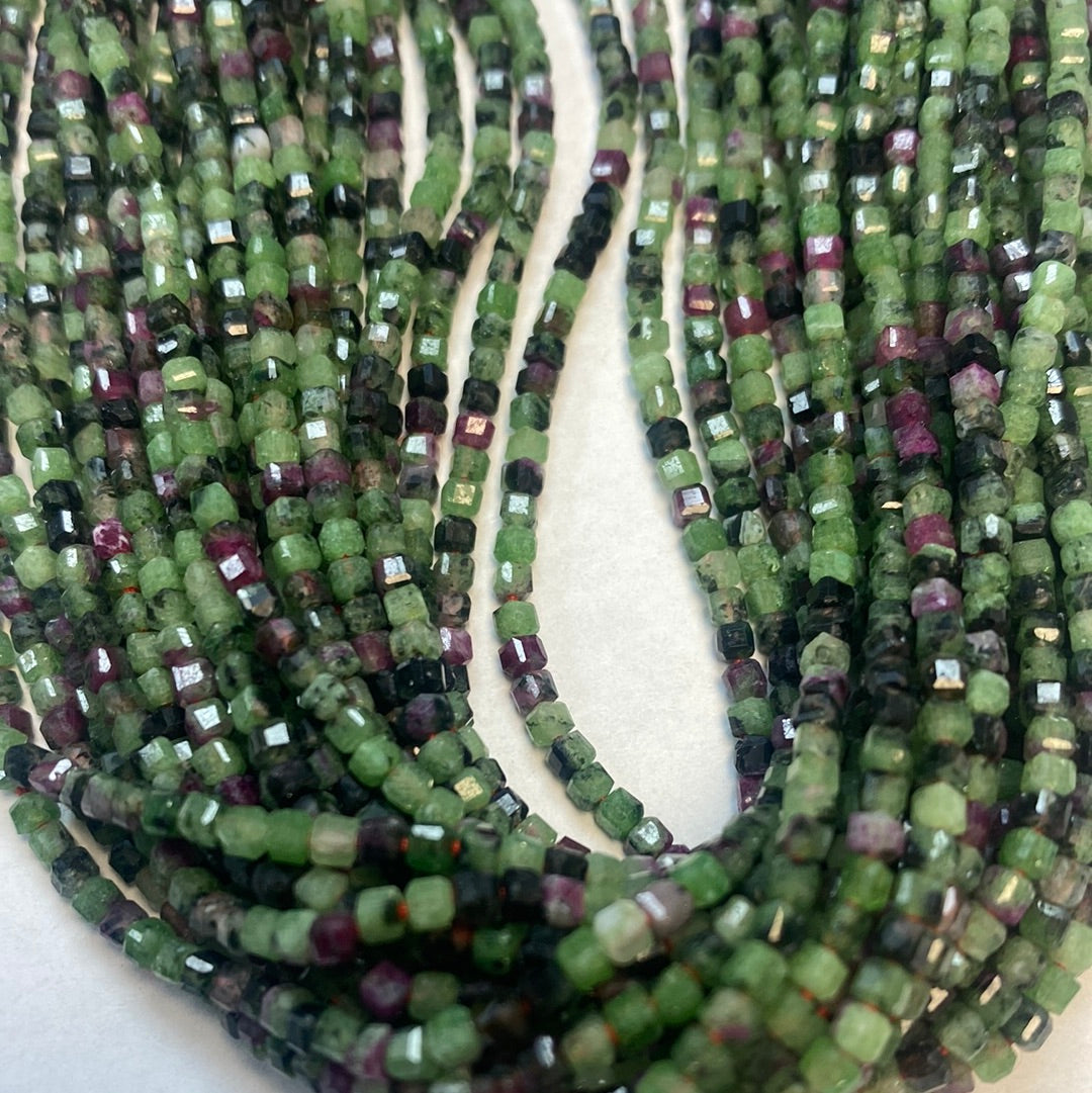 Zosite, Ruby Zoisite Faceted Square, Ruby Zoisite faceted box, faceted cube