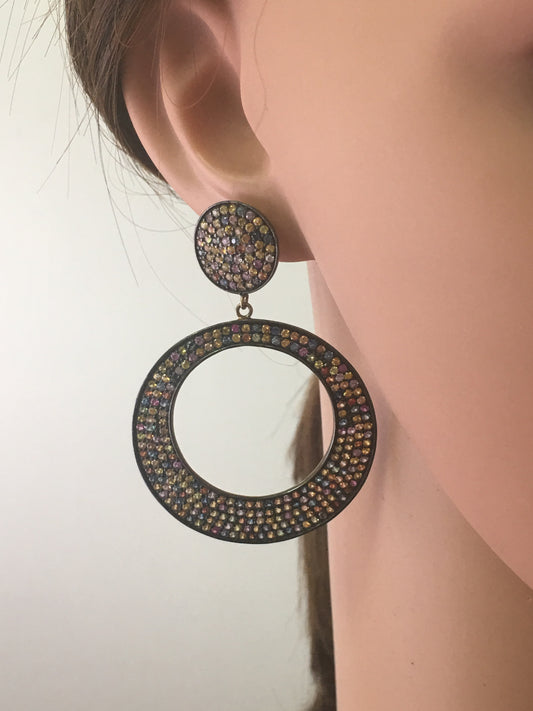 Diamond sapphire Earrings,