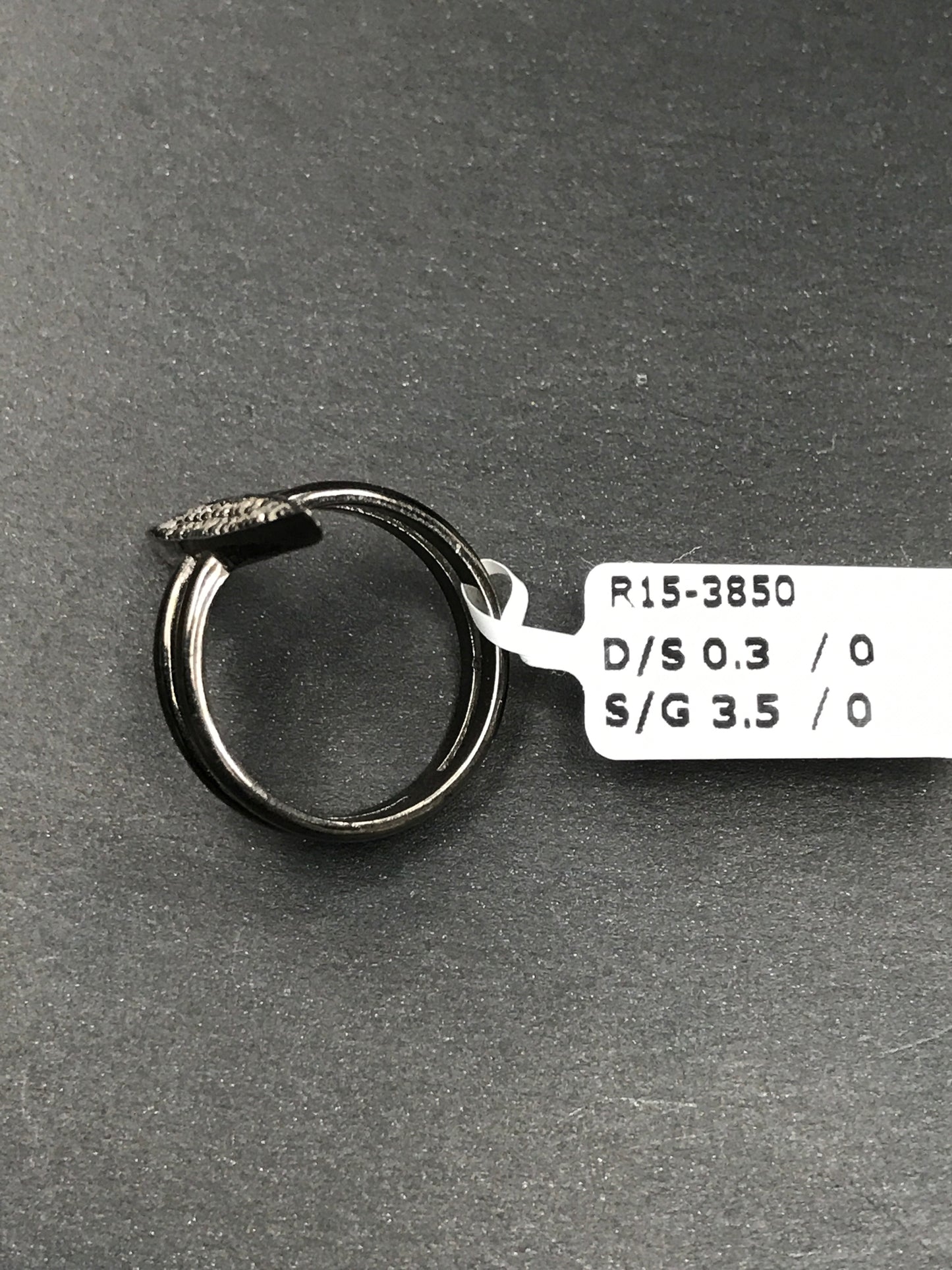 Pave Diamond Ring .925 Oxidized Sterling Silver Diamond Ring