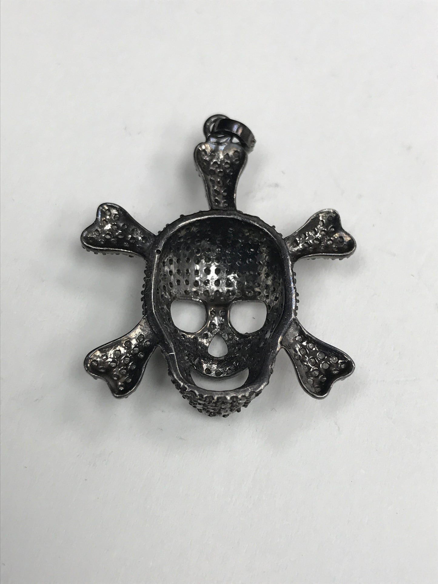 Diamond Charm .925 Oxidized Sterling Silver Diamond Charms, Genuine handmade pave diamond Charm Size Approx 1.28"(32 x 29 MM)