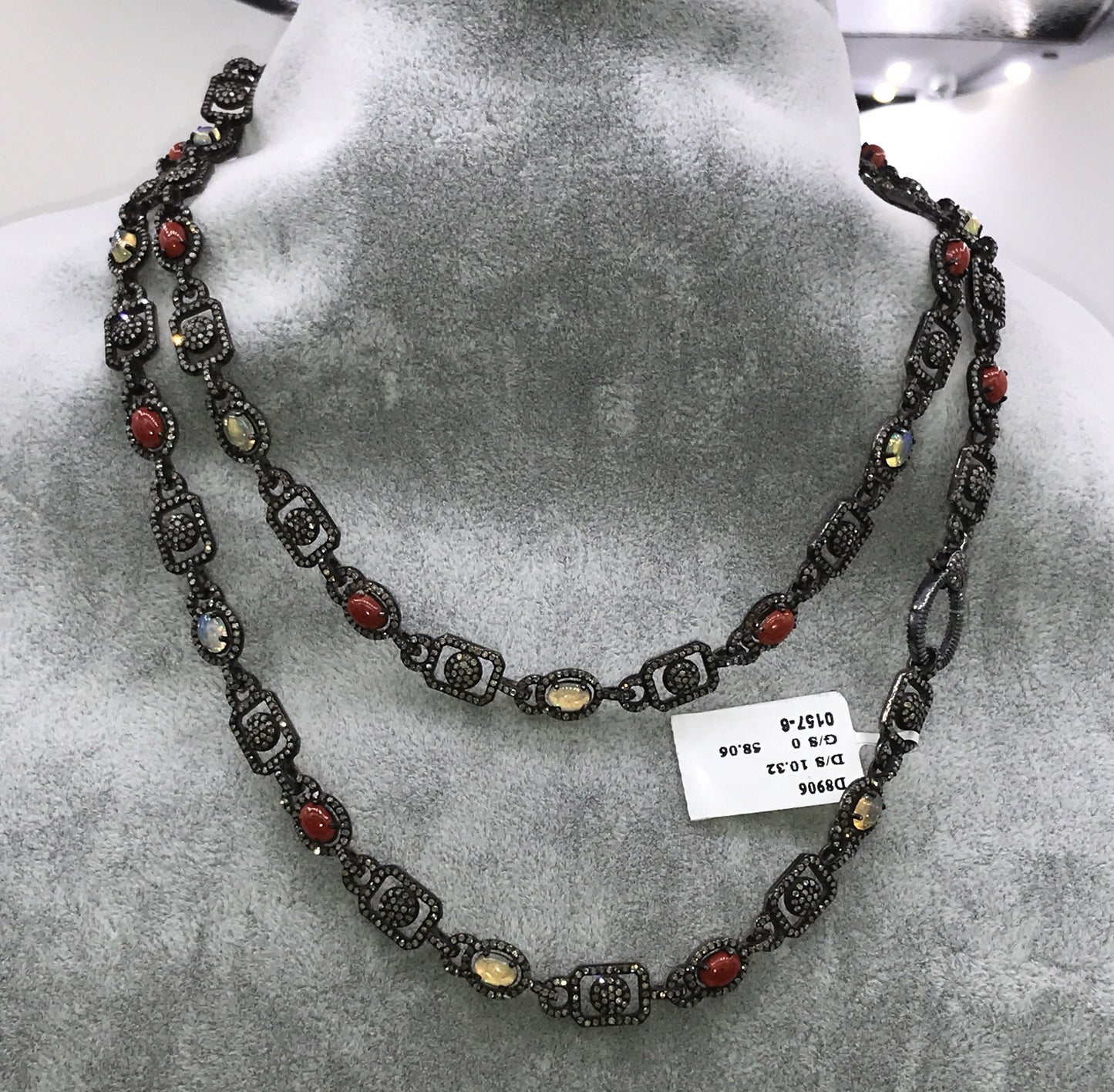 Coral and Opal Link necklace