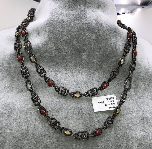 Coral and Opal Link necklace