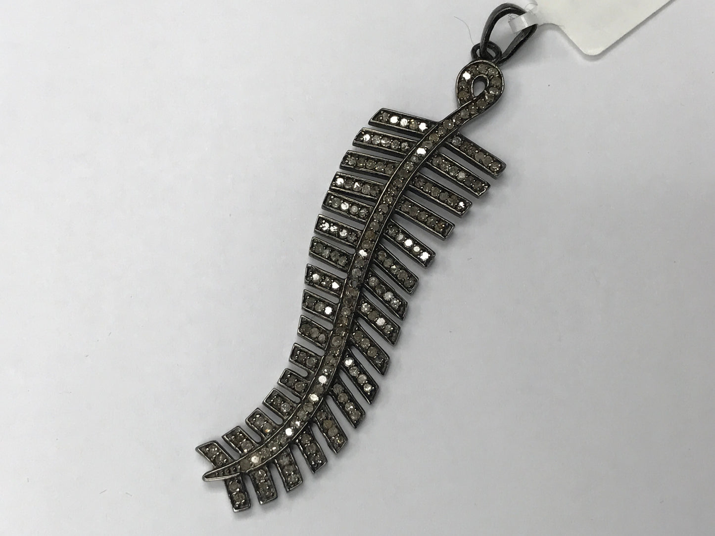 Leaf Shape Silver and Diamond Pave PENDANT & CHARMS