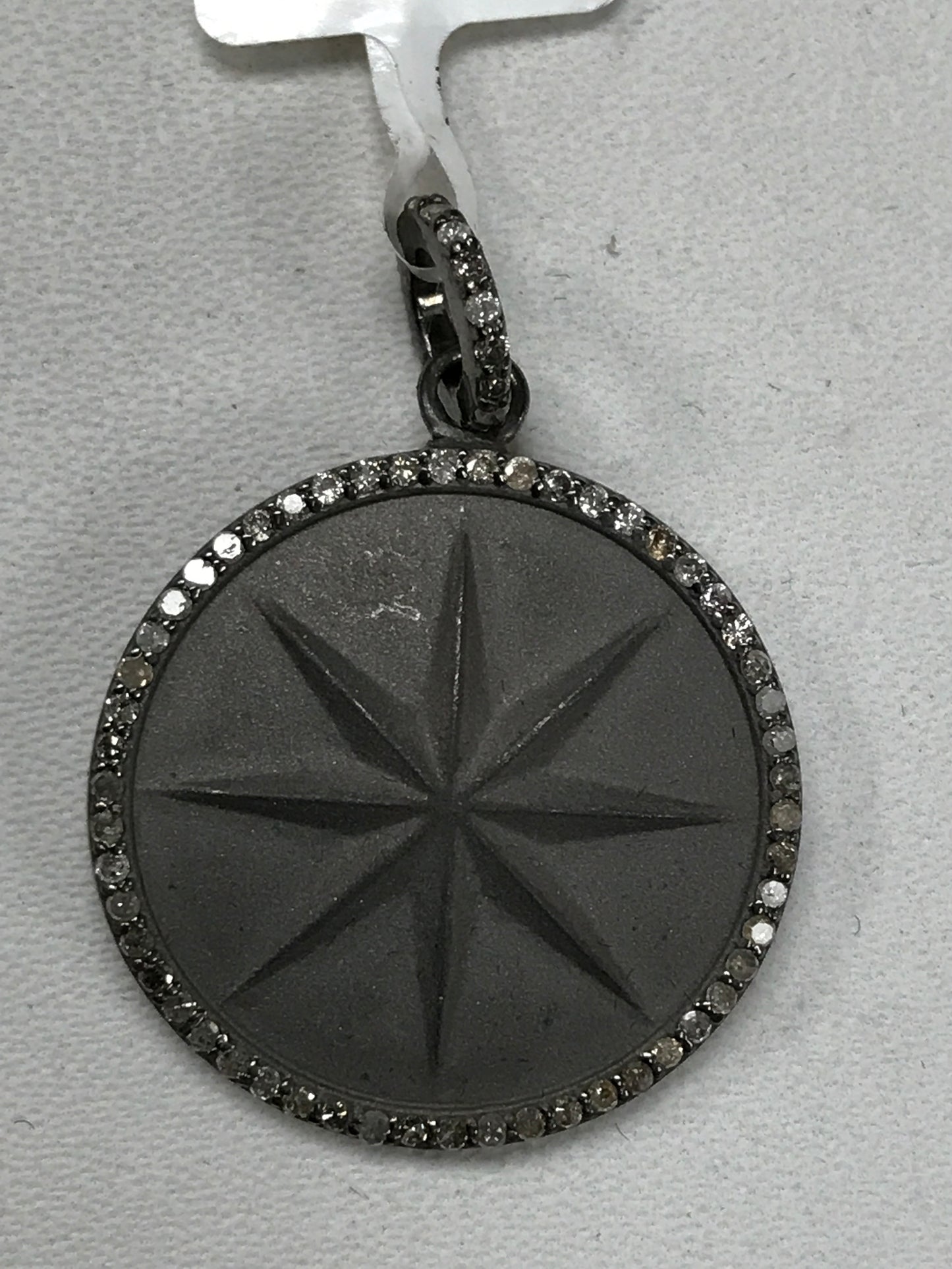 Round Silver Pave Diamond Pendant
