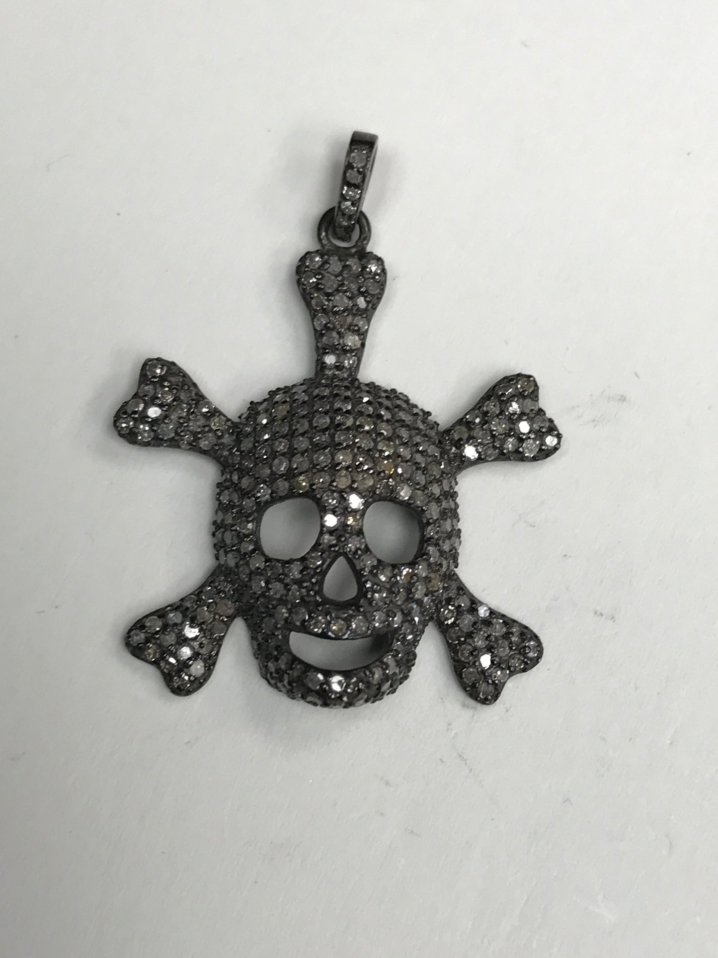 Diamond Charm .925 Oxidized Sterling Silver Diamond Charms, Genuine handmade pave diamond Charm Size Approx 1.28"(32 x 29 MM)