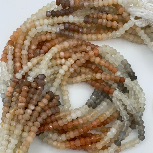 Moonstone, Multi Moonstone Round Beads Facetted 3-4mm