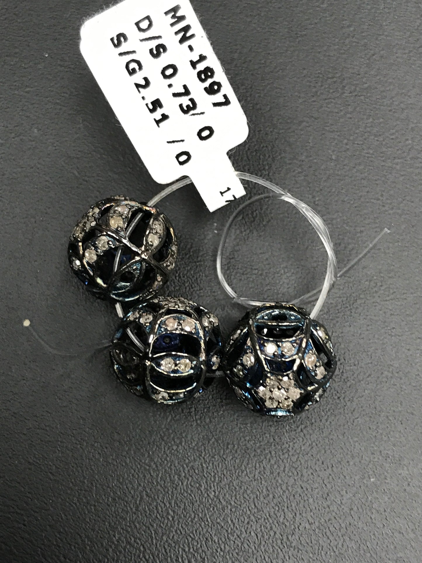 Fancy Designer Shape Silver Pave Diamond Beads